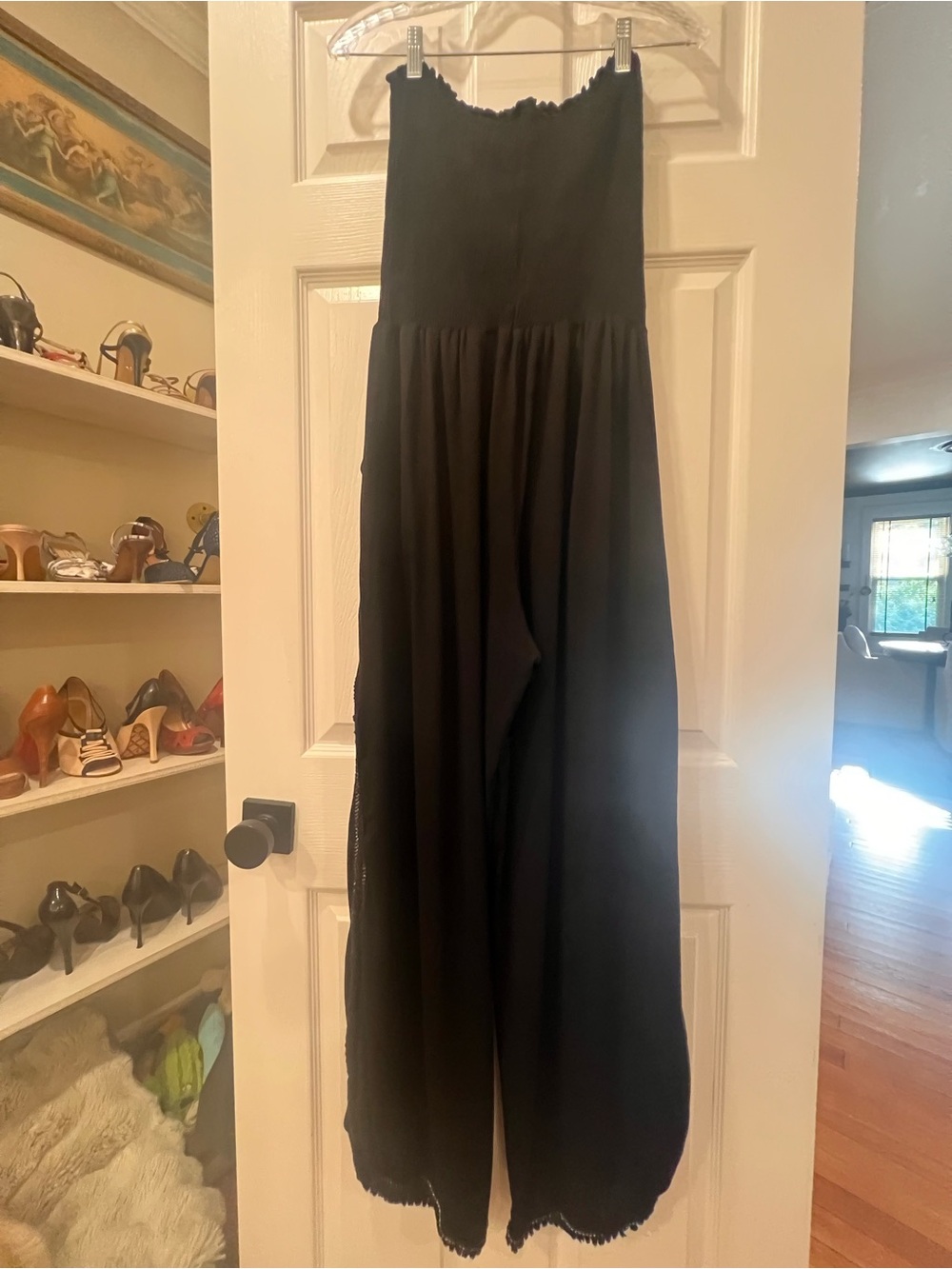 Peixoto Black Strapless Wide-Leg Jumpsuit